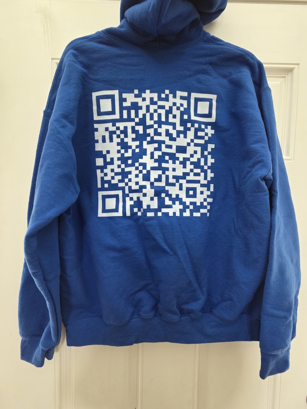 Gildan Blue with White QR Graphic Hoodie